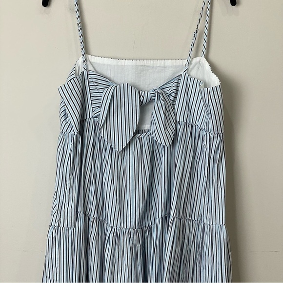 Jcrew Tie Back Tiered Midi Dress Stripes Blue - Picture 6 of 9